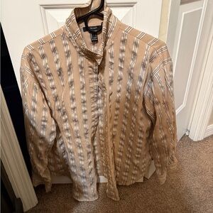Forever 21 Tan and Black Striped Men's Shirt Jacket